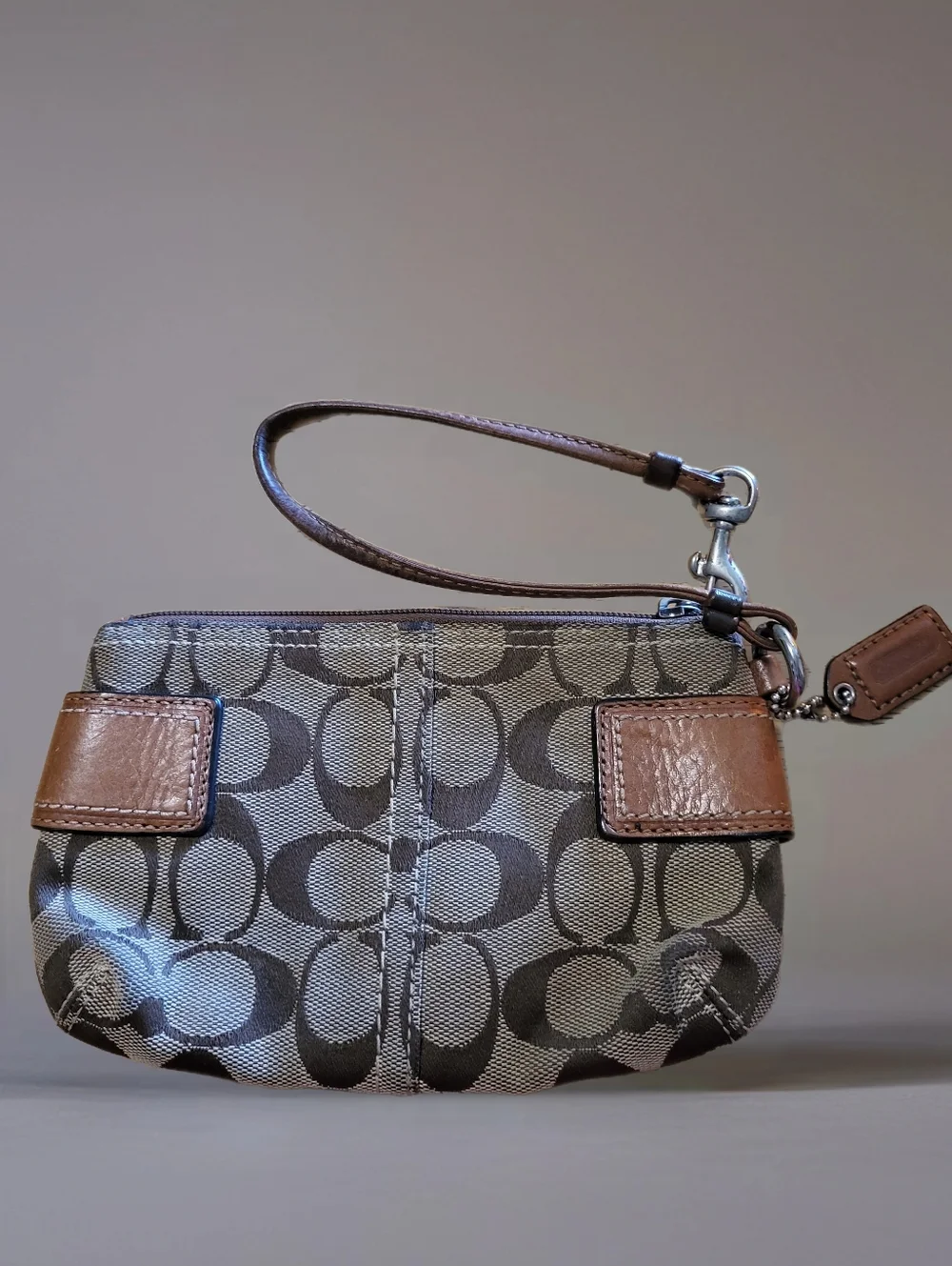 Coach Signature Canvas Wristlet in Khaki Brown - Picture 2 of 3